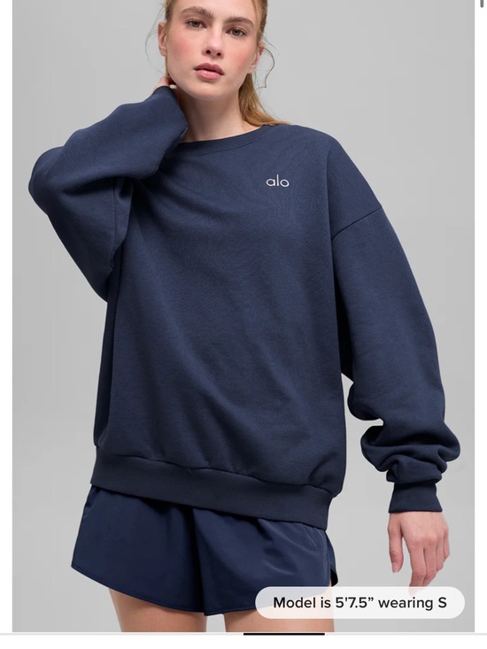 ALO Yoga Tops - ALO Yoga Navy Oversized Crewneck Sweatshirt